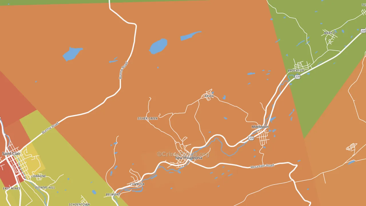 Silver Creek, PA Map of Robbery Rates