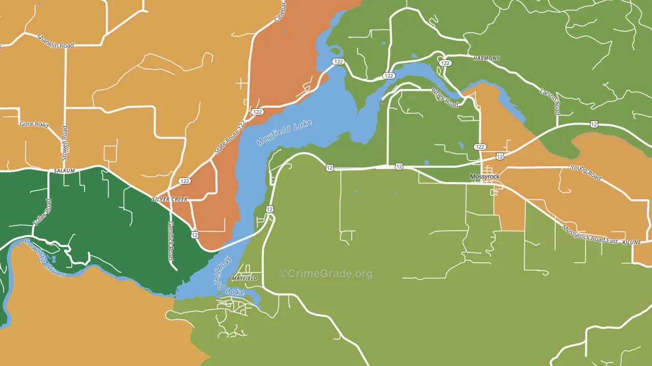 Silver Creek, WA Map of Robbery Rates