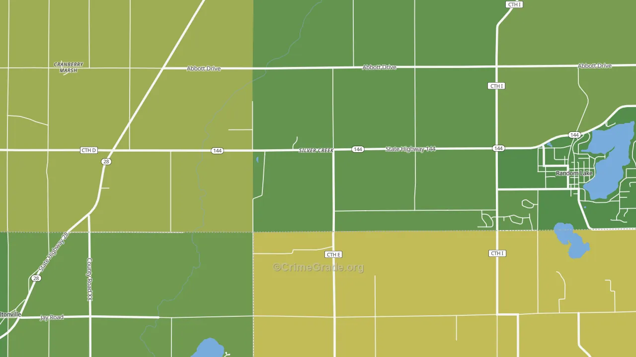 Silver Creek, WI Map of Robbery Rates
