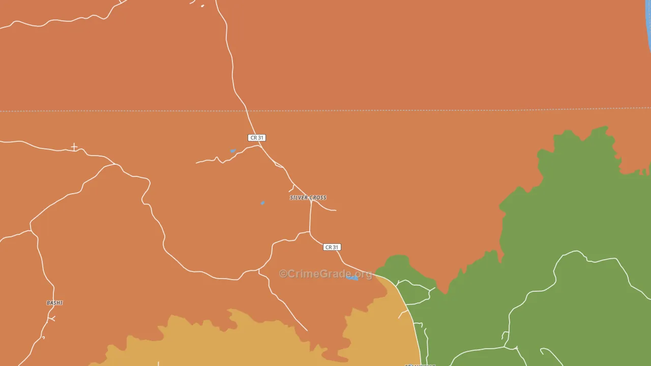 Silver Cross, AL Map of Robbery Rates