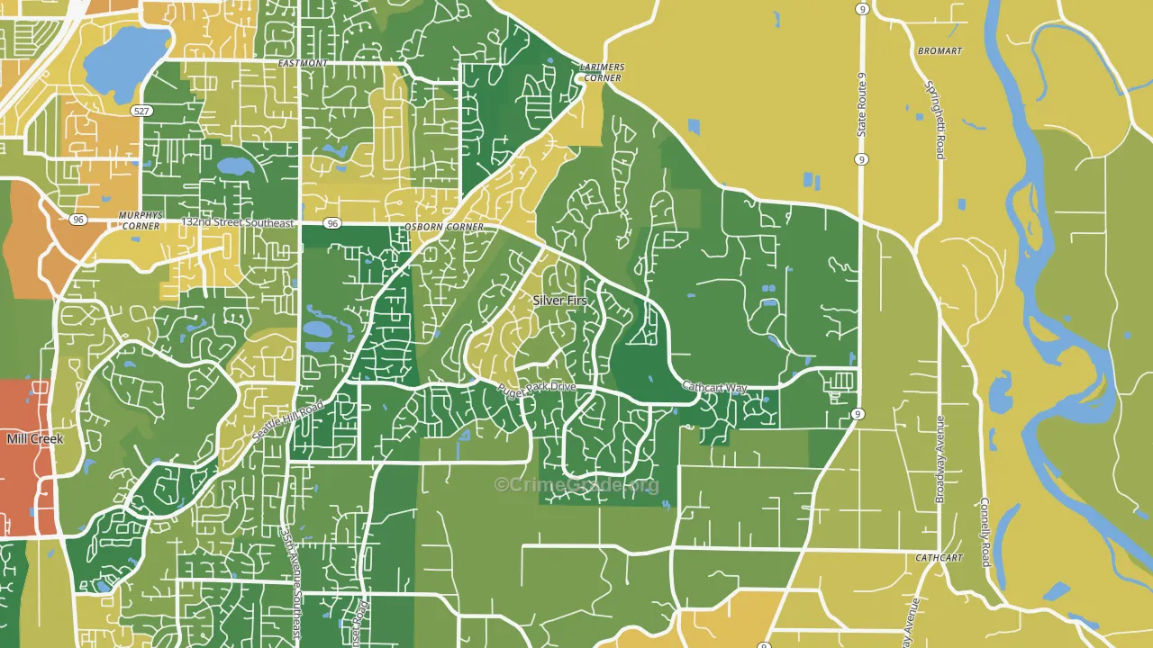 Silver Firs, WA Map of Robbery Rates