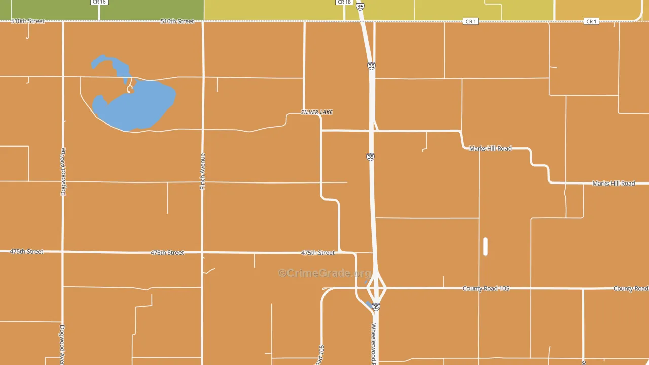 Silver Lake, IA Map of Robbery Rates