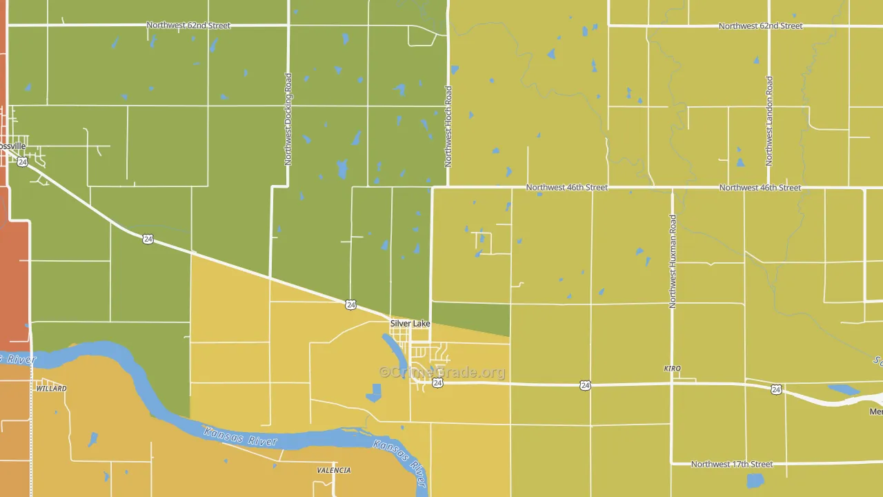 Silver Lake, KS Map of Robbery Rates