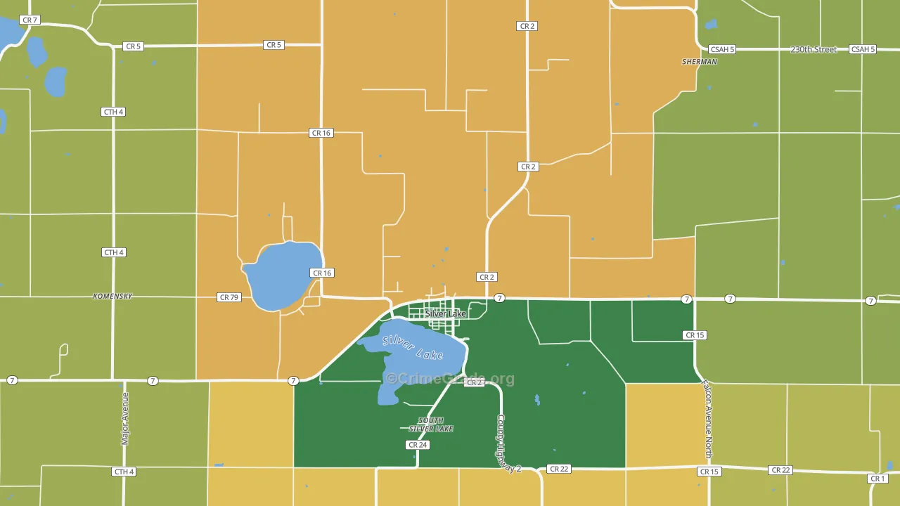 Silver Lake, MN Map of Robbery Rates