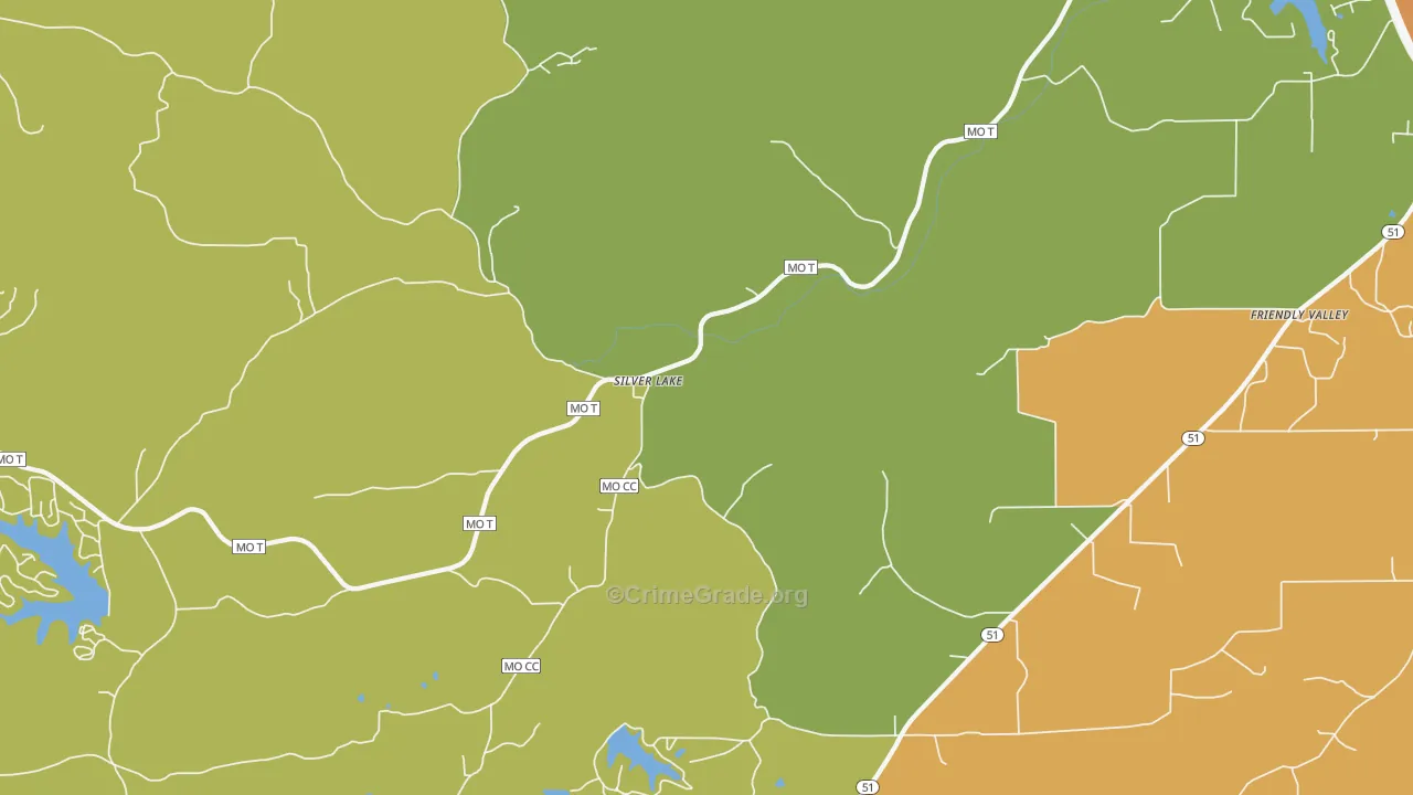 Silver Lake, MO Map of Robbery Rates