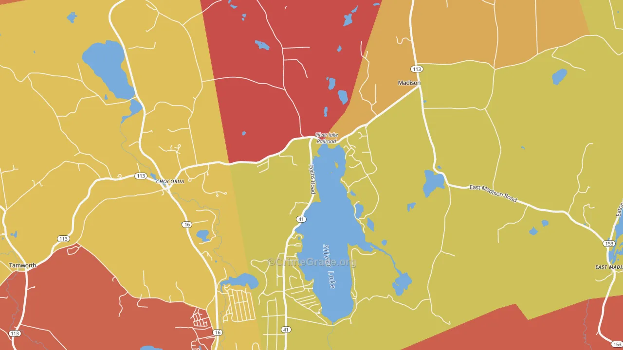 Silver Lake, NH Map of Robbery Rates