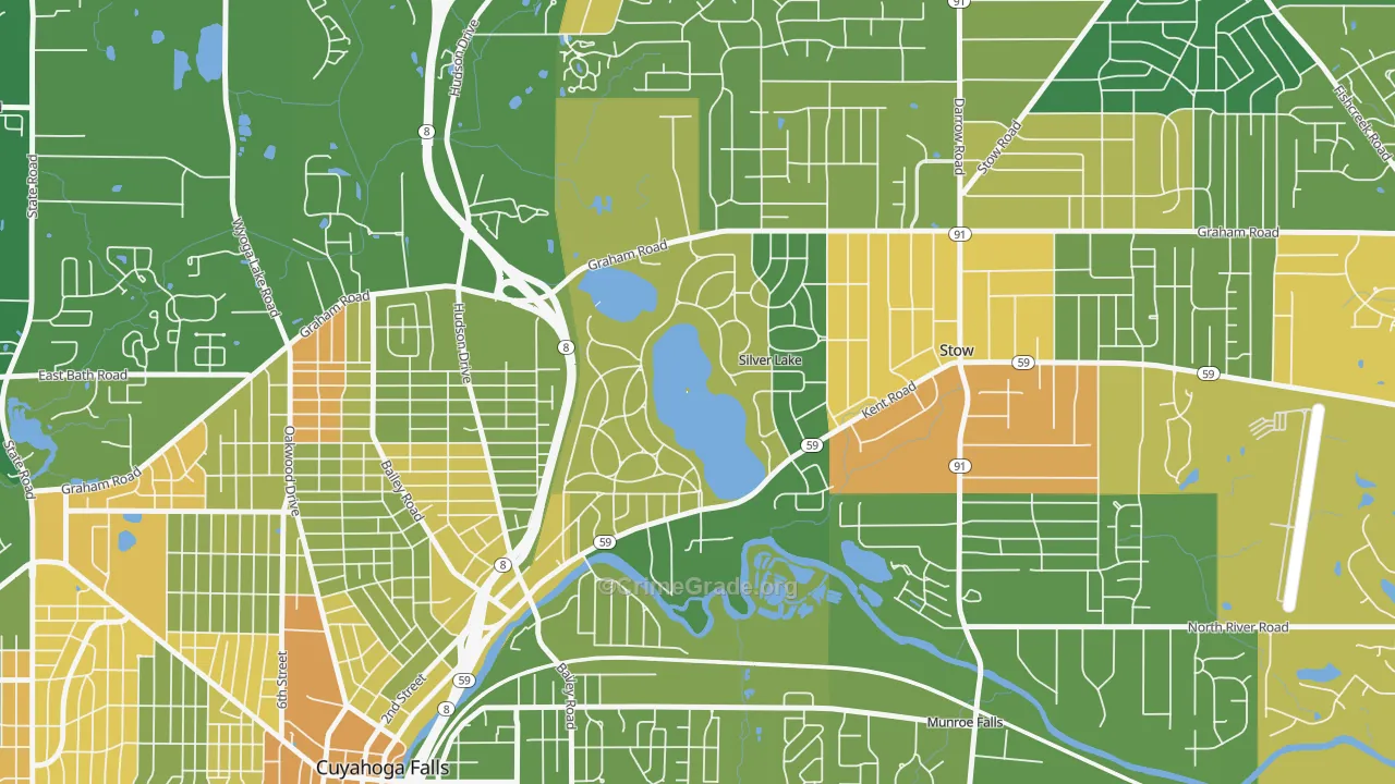 Silver Lake, OH Map of Robbery Rates
