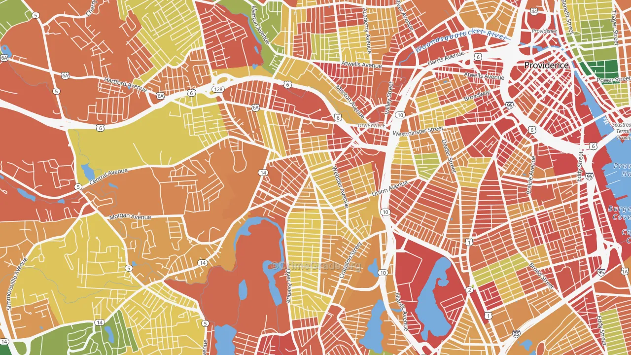 Silver Lake, Providence, RI Map of Robbery Rates
