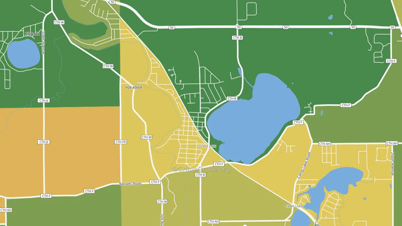 Silver Lake, WI Map of Robbery Rates