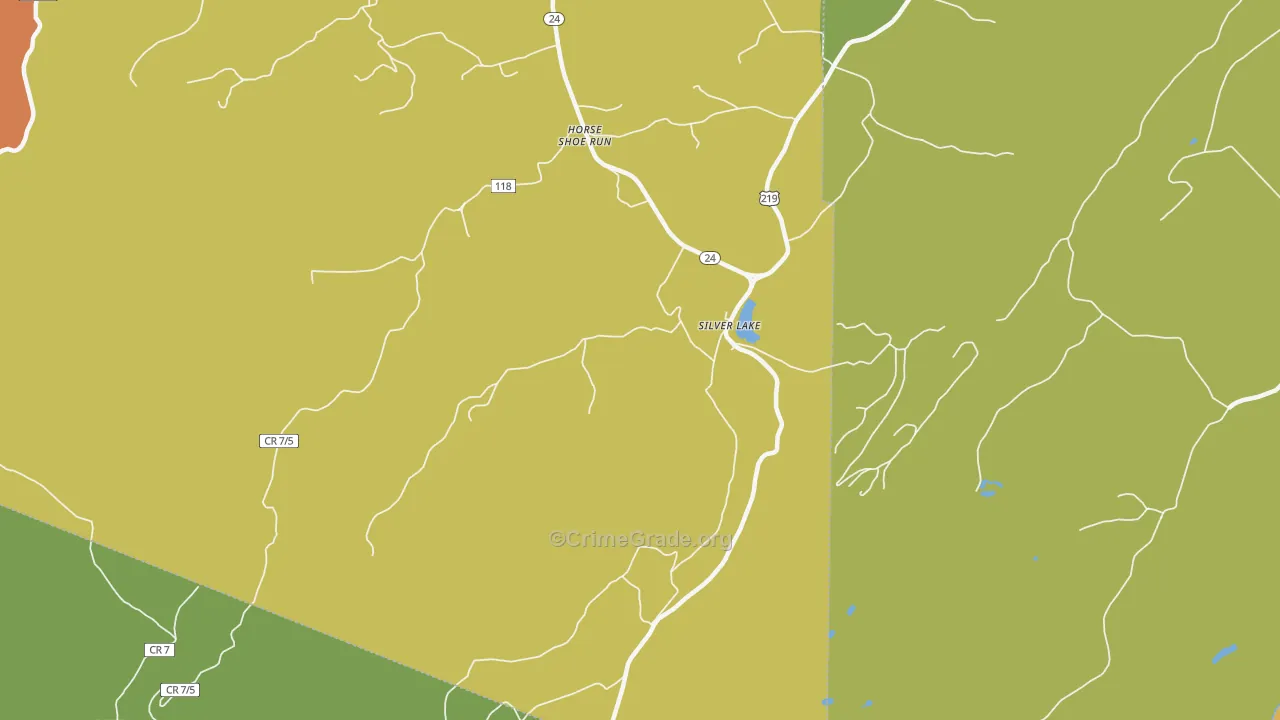 Silver Lake, WV Map of Robbery Rates