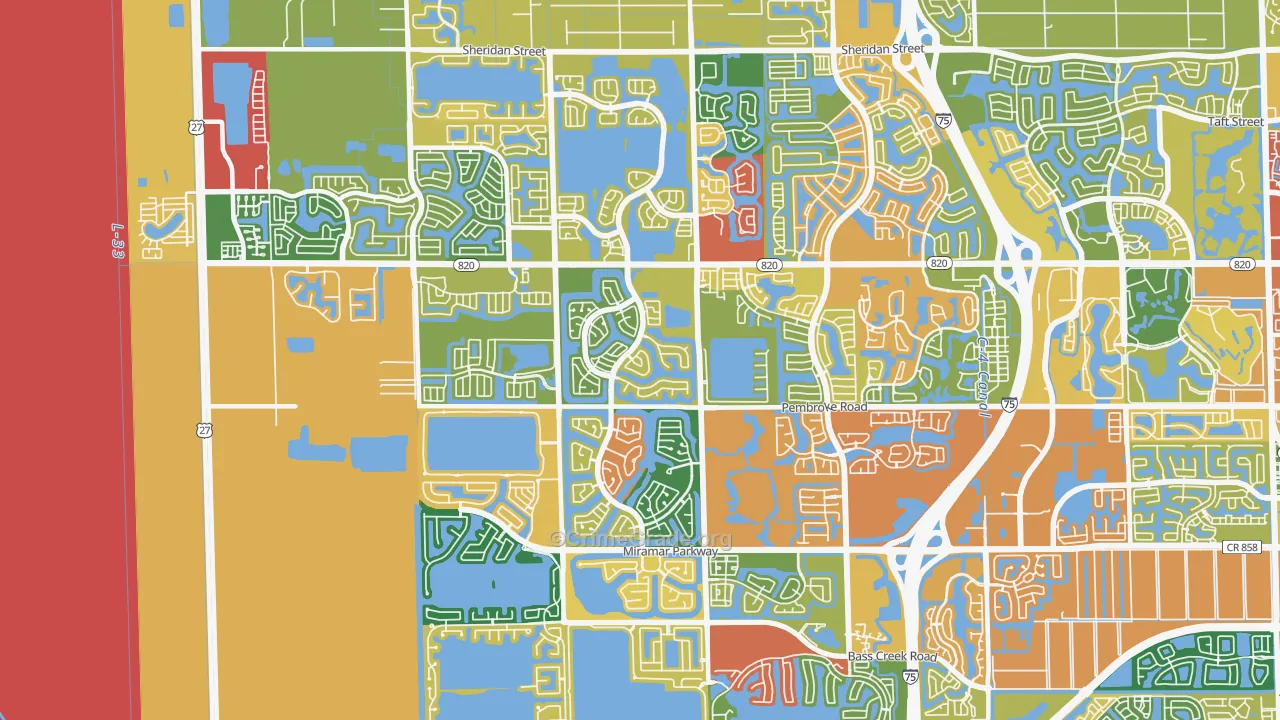 Silver Lakes, Pembroke Pines, FL Map of Robbery Rates