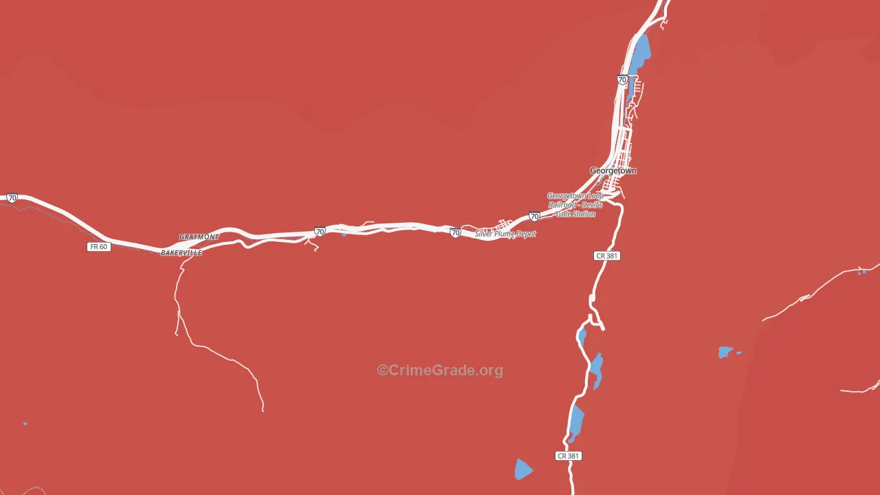 Silver Plume, CO Map of Robbery Rates