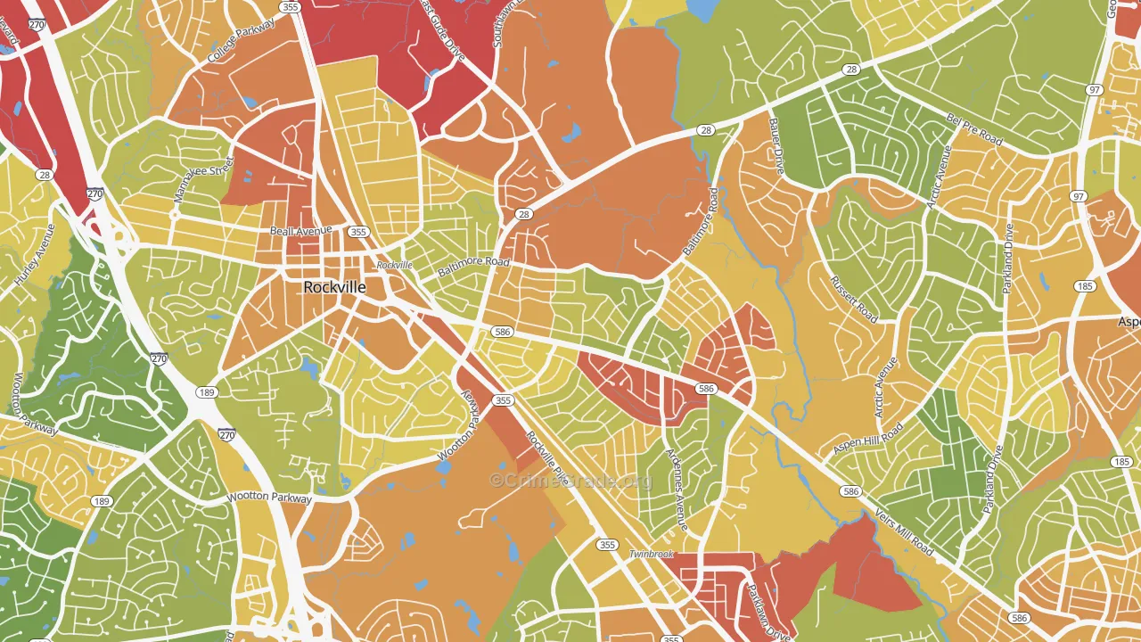 Silver Rock, Rockville, MD Map of Robbery Rates