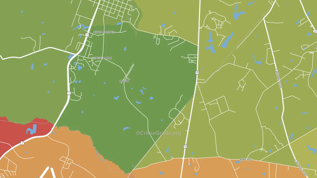 Silver Spring, NC Map of Robbery Rates