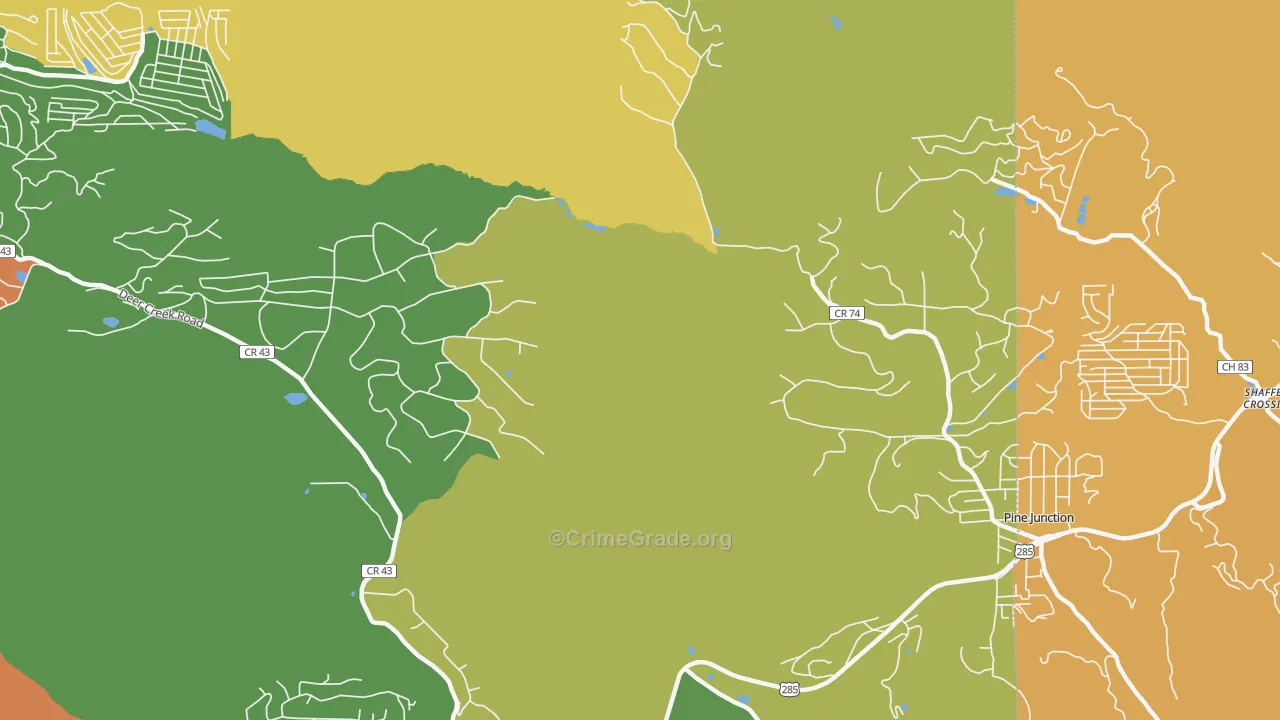 Silver Springs, CO Map of Robbery Rates