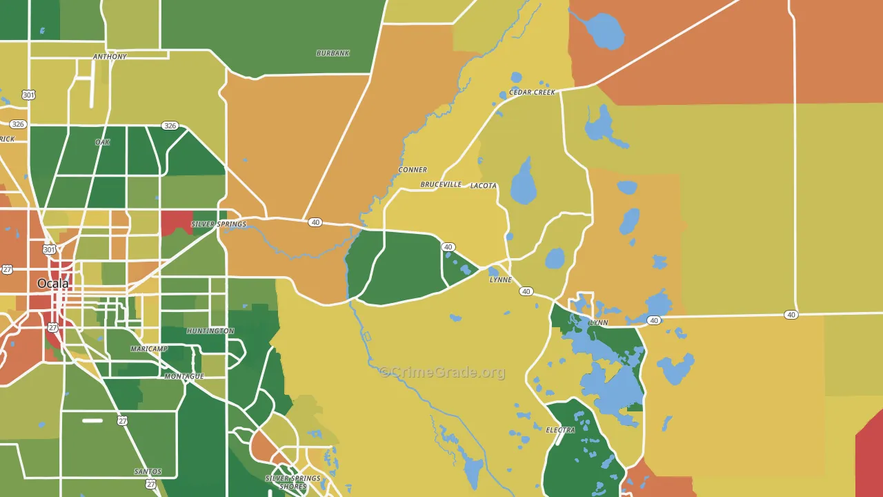 Silver Springs, FL Map of Robbery Rates