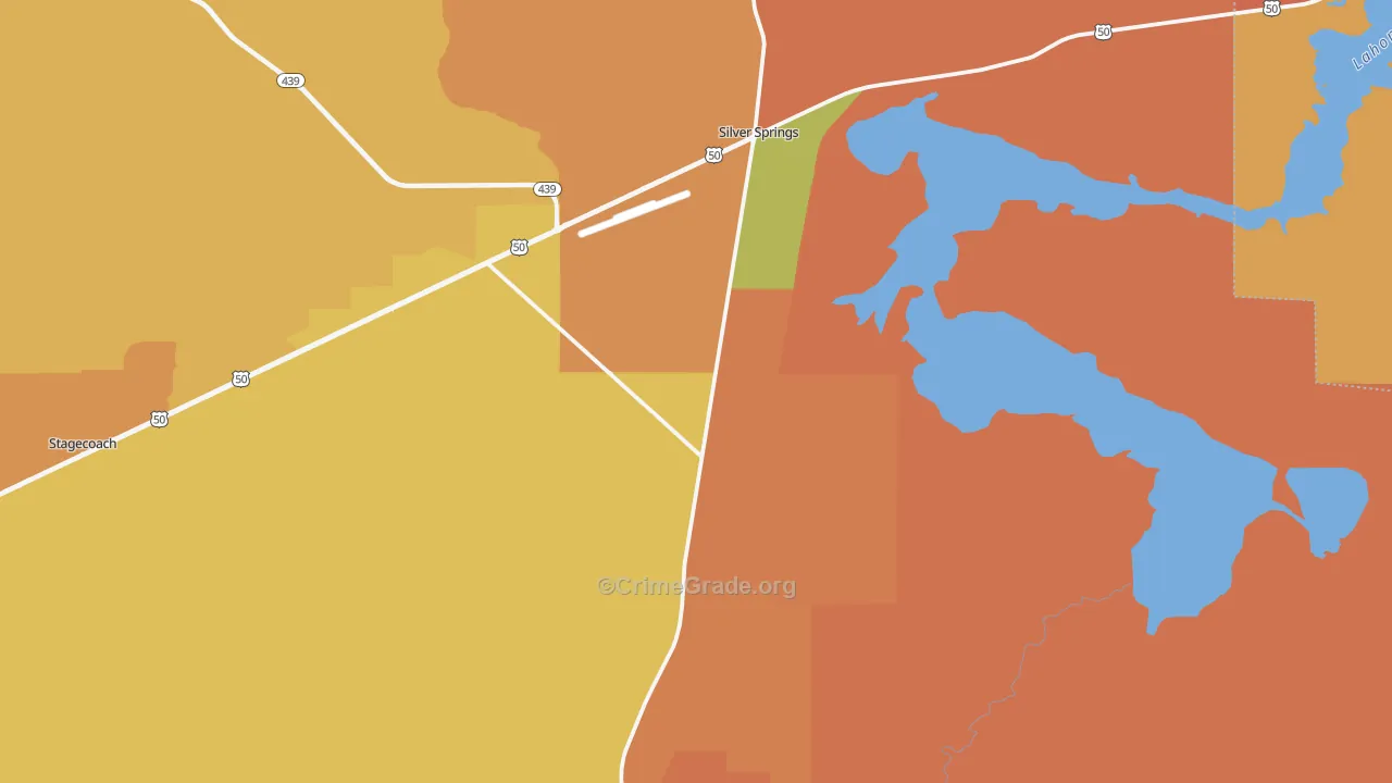 Silver Springs, NV Map of Robbery Rates
