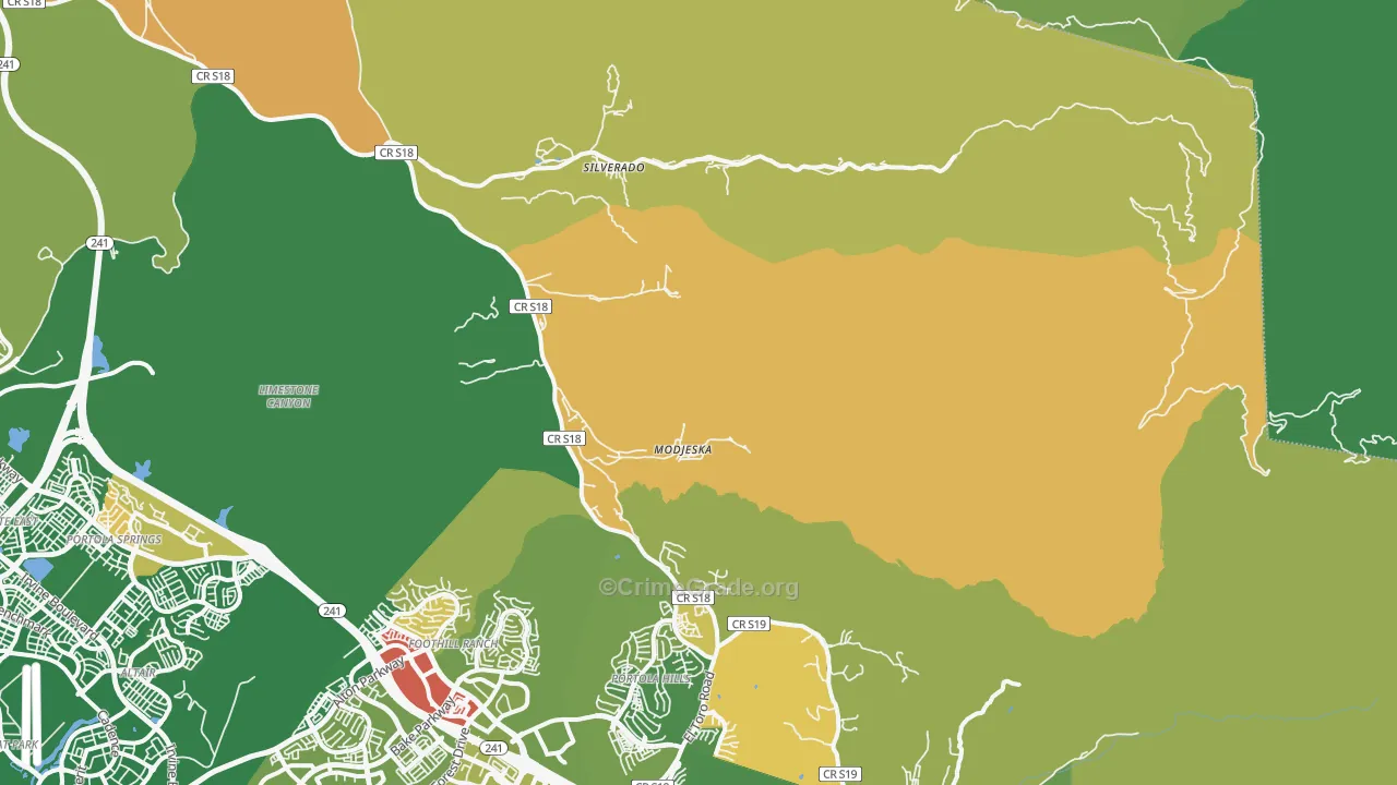 Silverado, CA Map of Robbery Rates