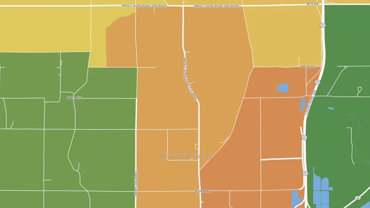 Silverdale, IN Map of Robbery Rates