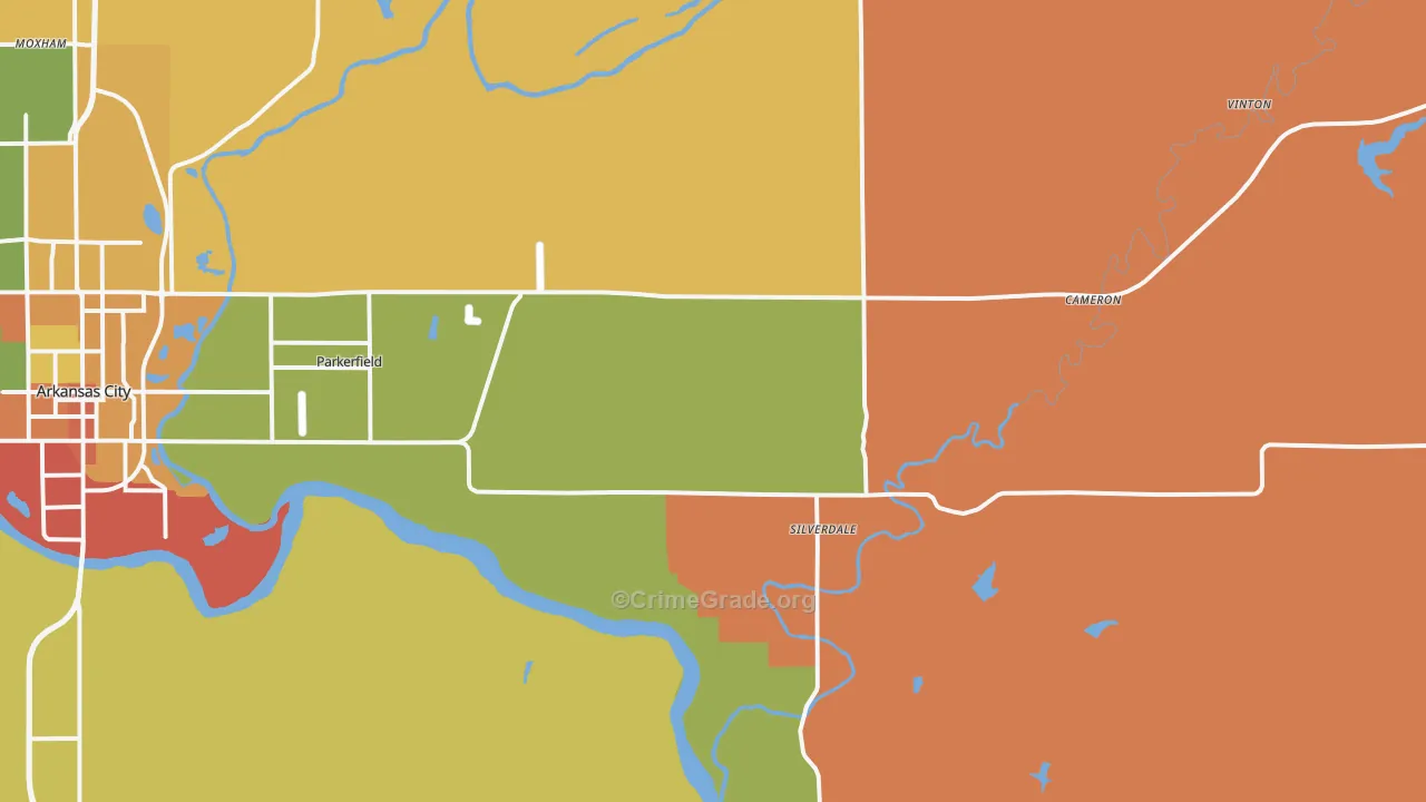 Silverdale, KS Map of Robbery Rates