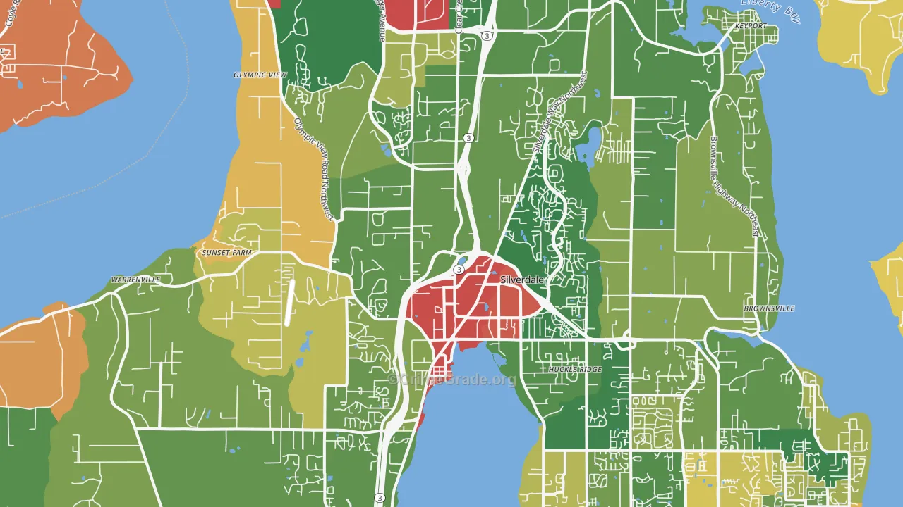 Silverdale, WA Map of Robbery Rates