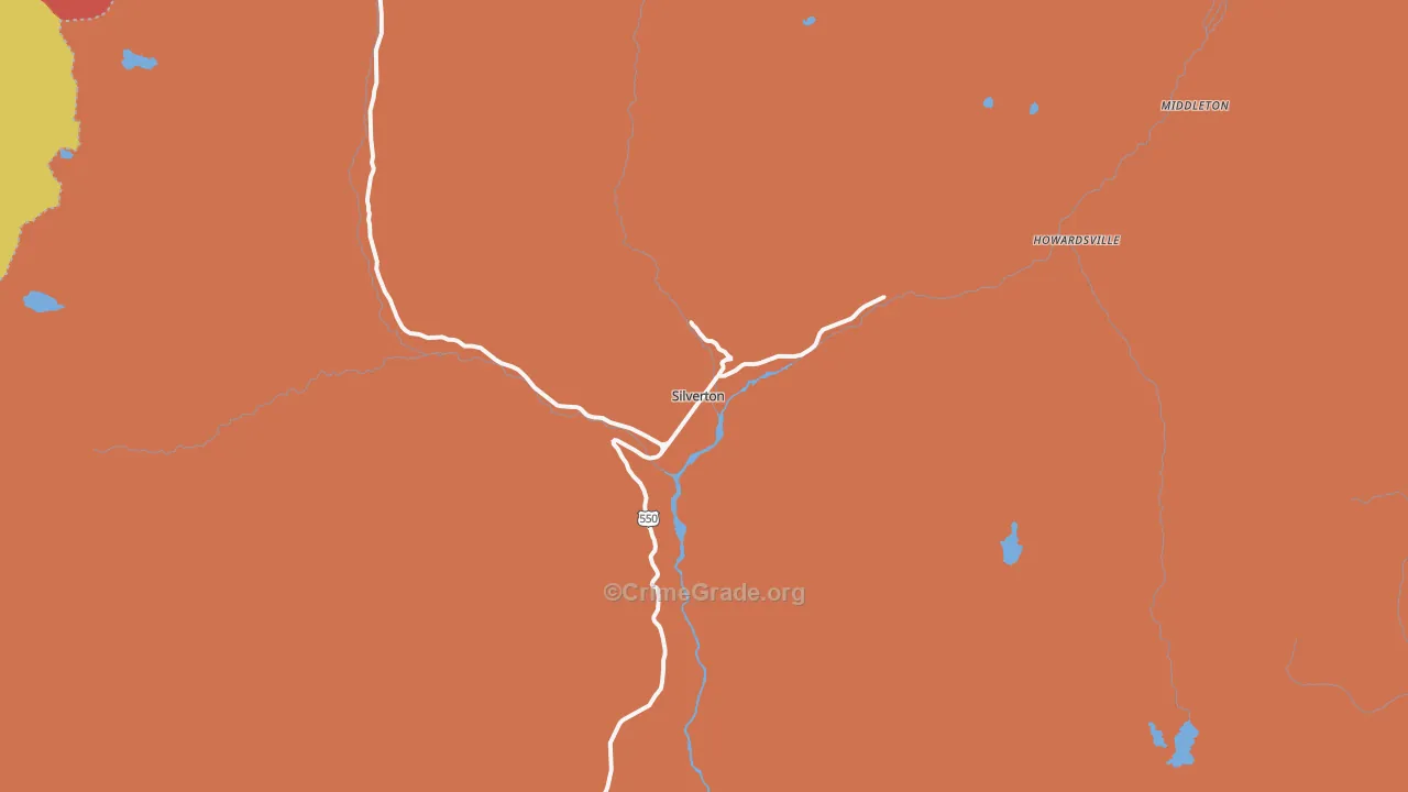 Silverton, CO Map of Robbery Rates