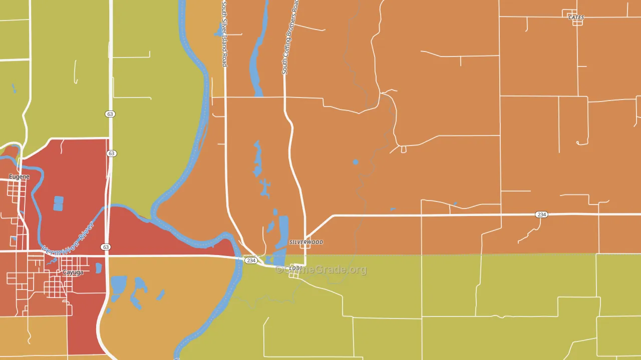 Silverwood, IN Map of Robbery Rates