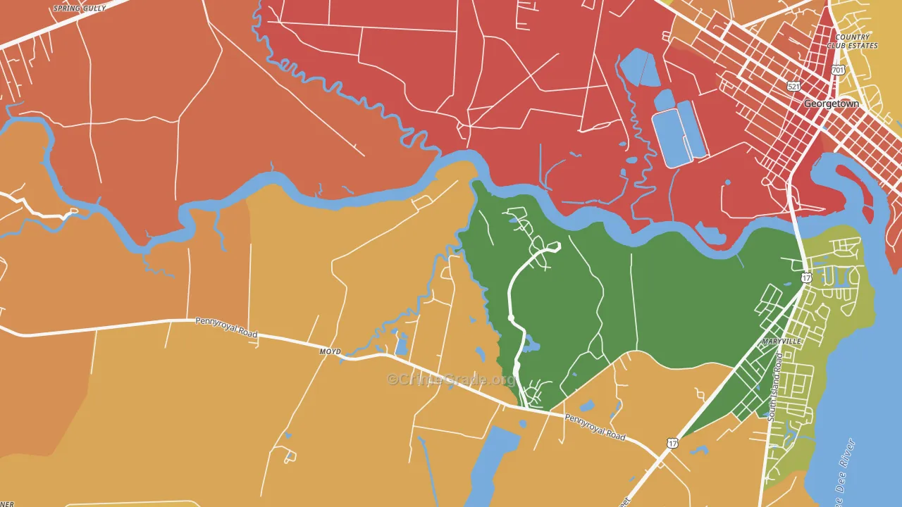 Simmonsville, SC Map of Robbery Rates