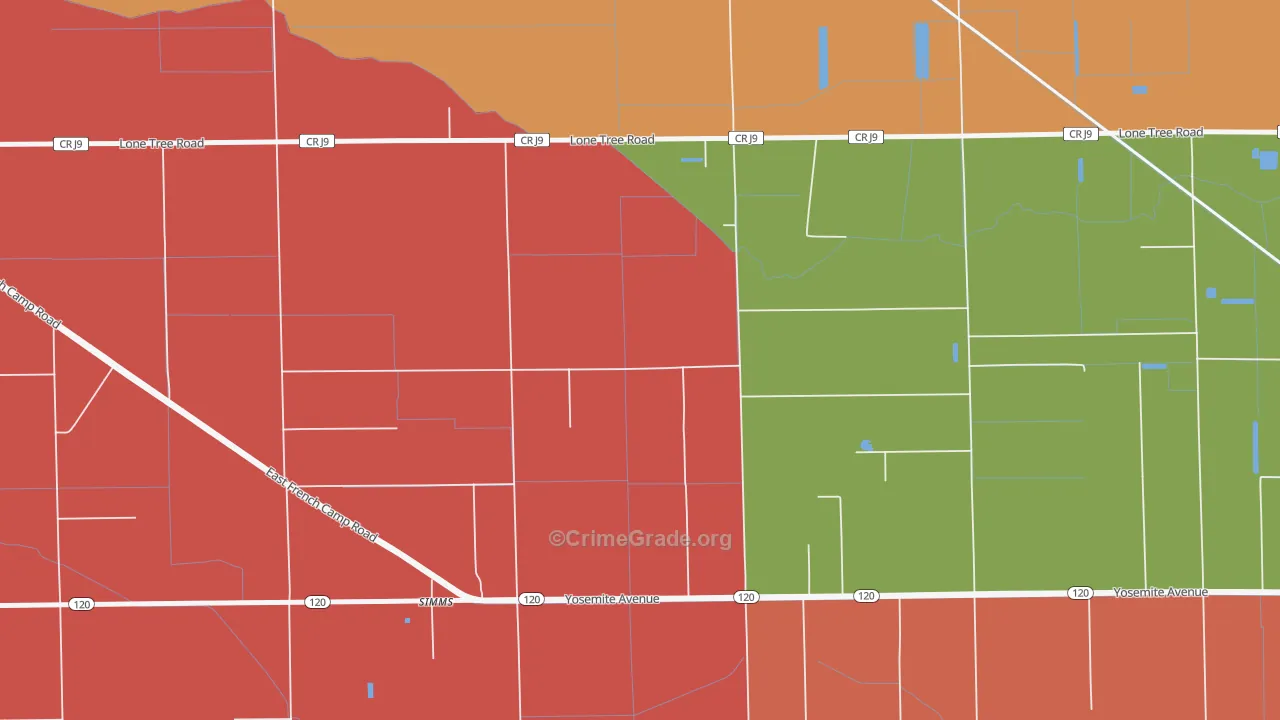 Simms, CA Map of Robbery Rates