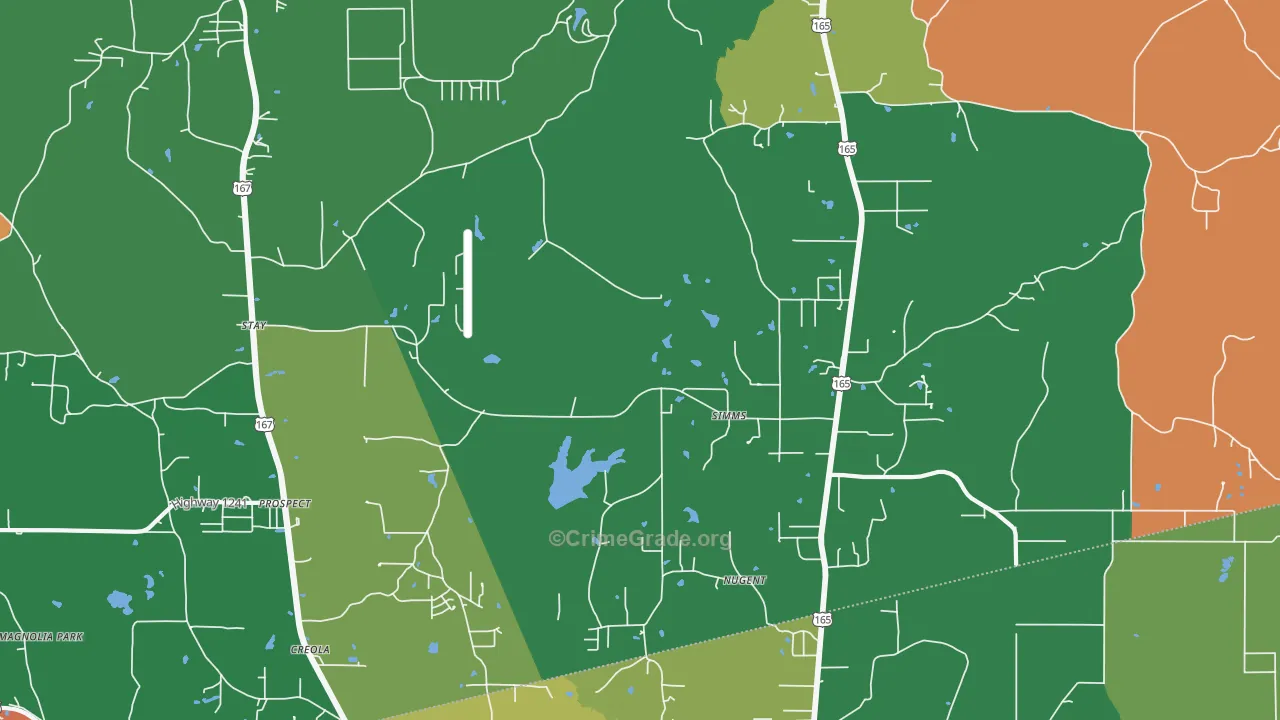 Simms, LA Map of Robbery Rates