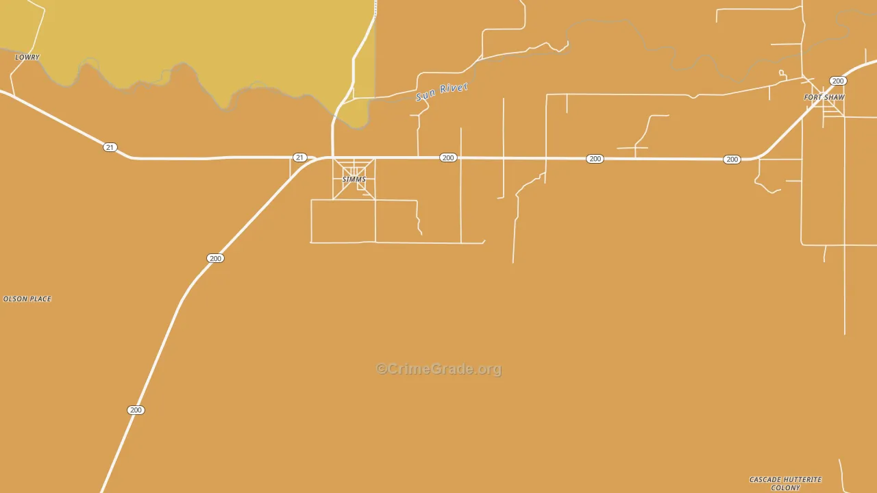 Simms, MT Map of Robbery Rates
