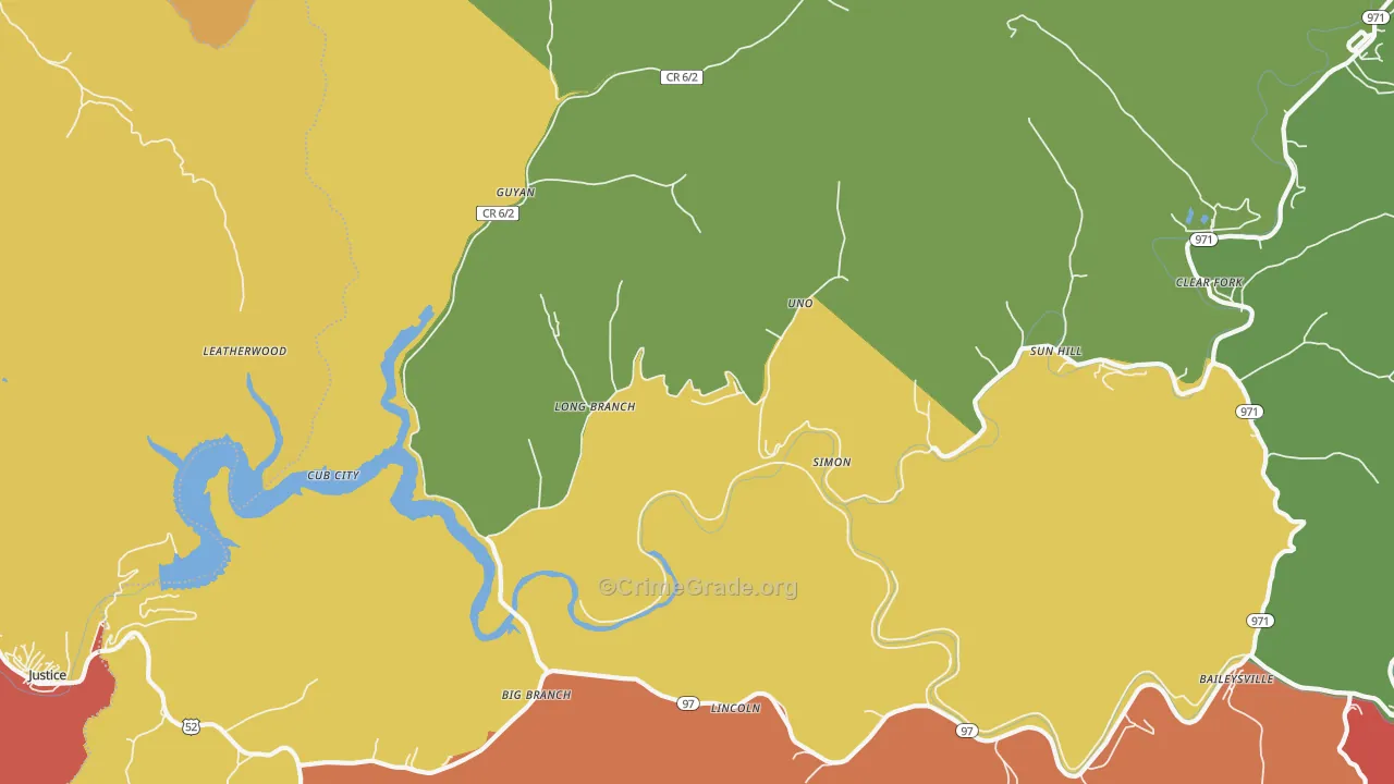 Simon, WV Map of Robbery Rates