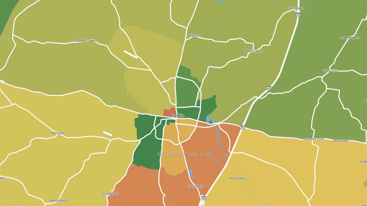 Simpson County, KY Map of Robbery Rates