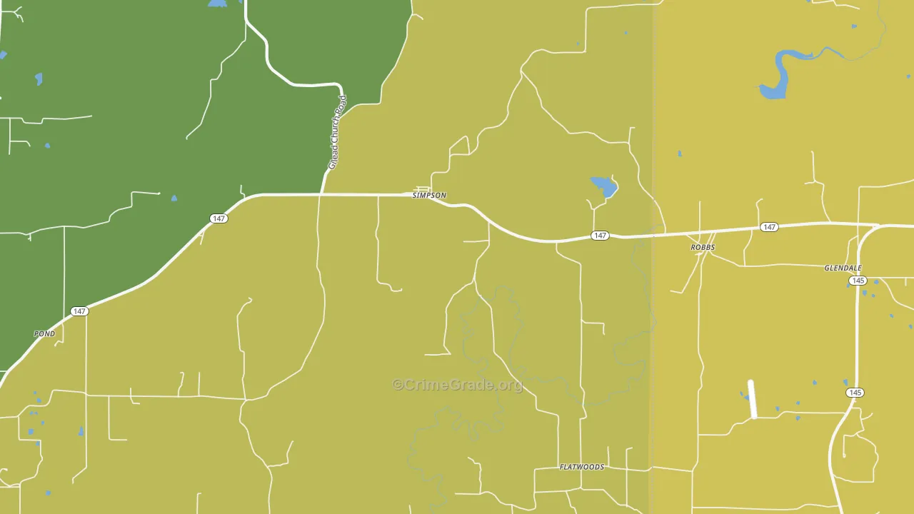 Simpson, IL Map of Robbery Rates