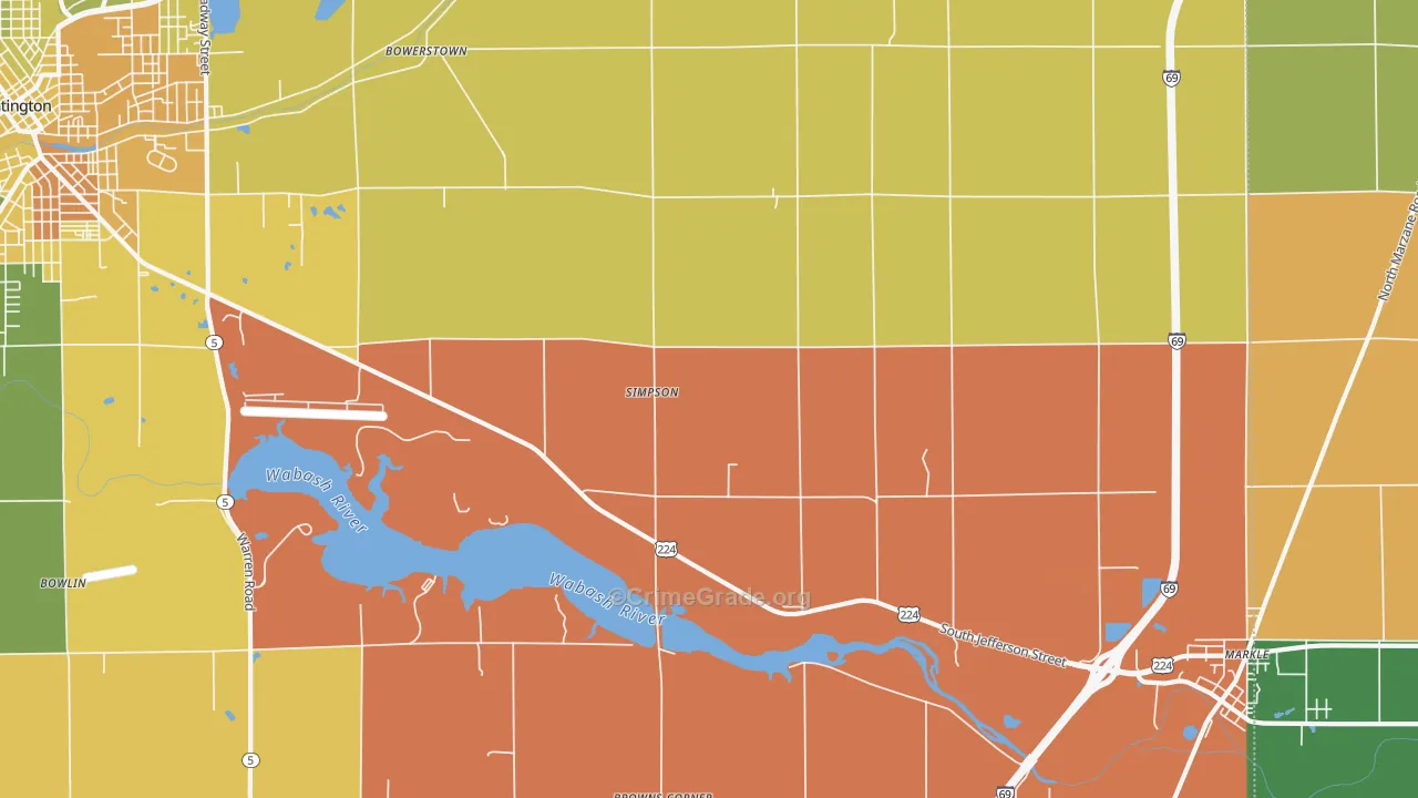 Simpson, IN Map of Robbery Rates
