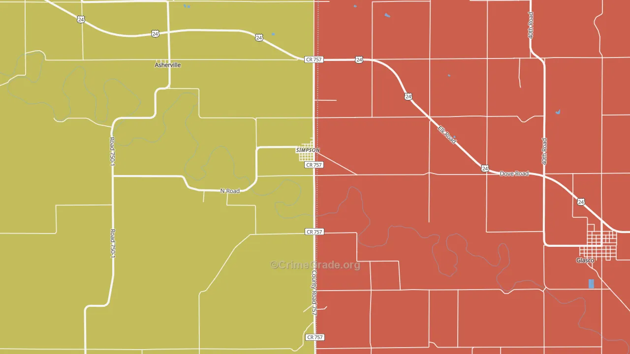 Simpson, KS Map of Robbery Rates