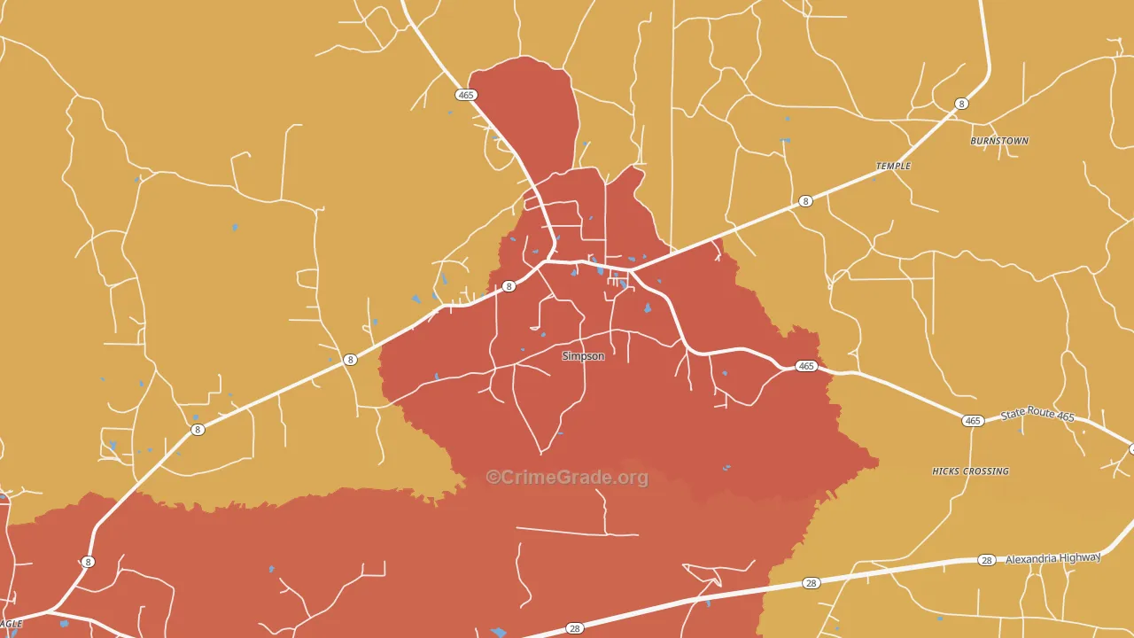 Simpson, LA Map of Robbery Rates