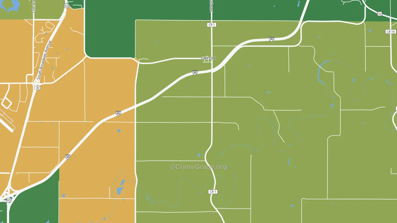 Simpson, MN Map of Robbery Rates