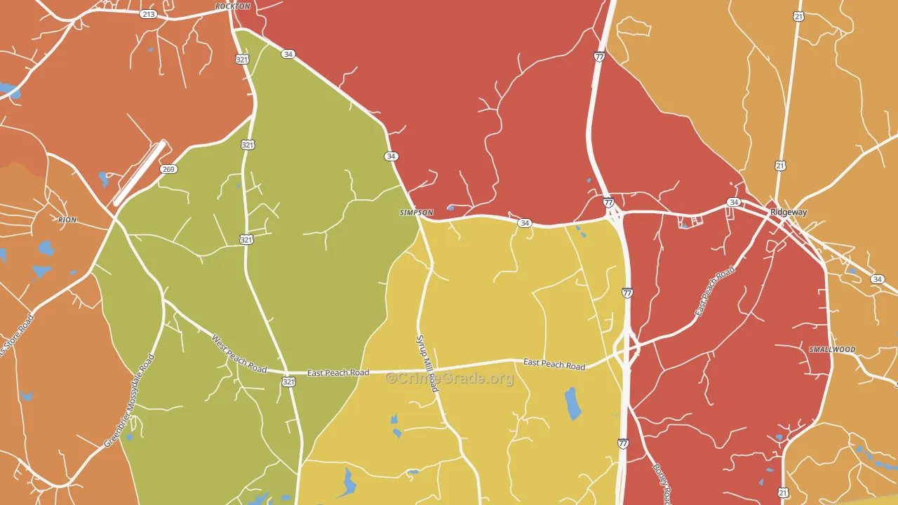 Simpson, SC Map of Robbery Rates
