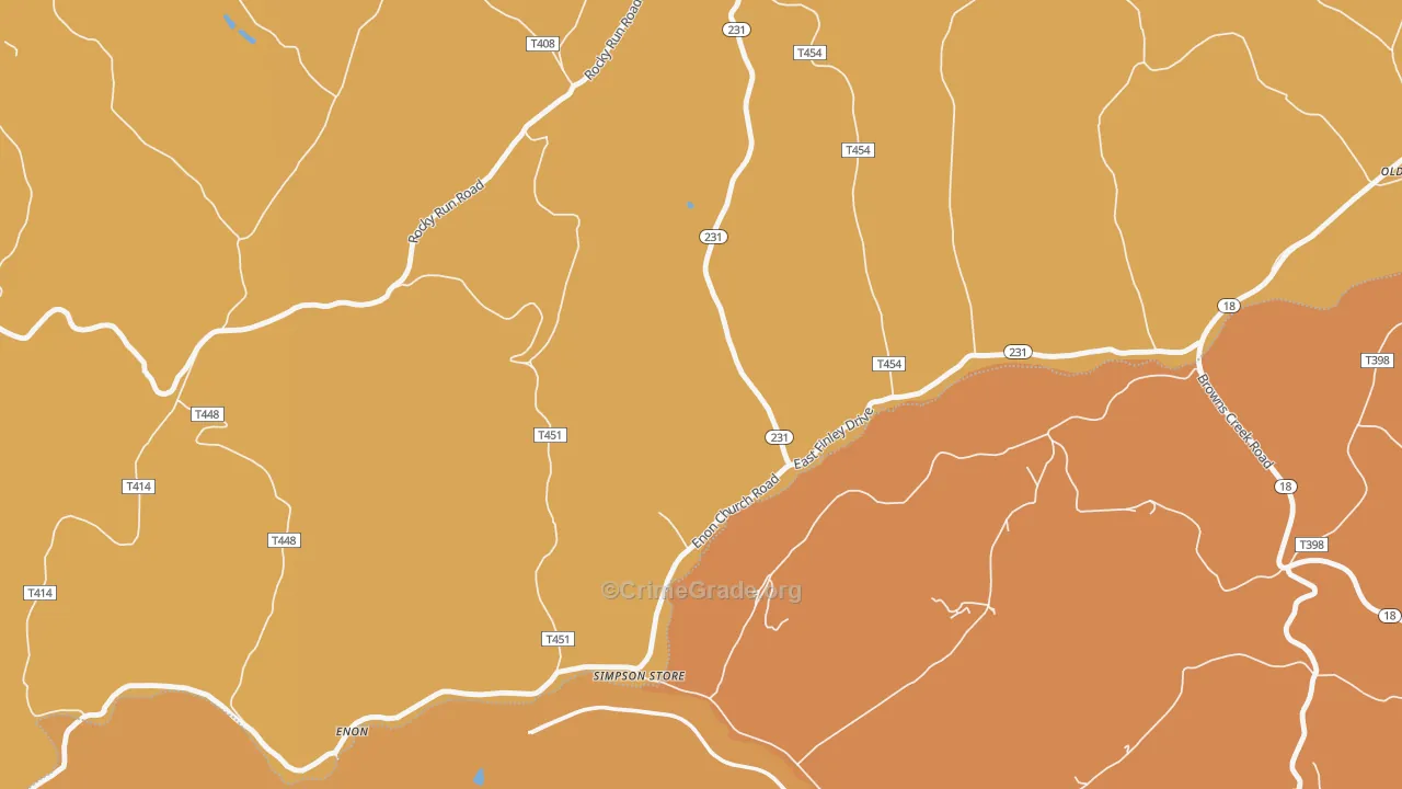 Simpson Store, PA Map of Robbery Rates
