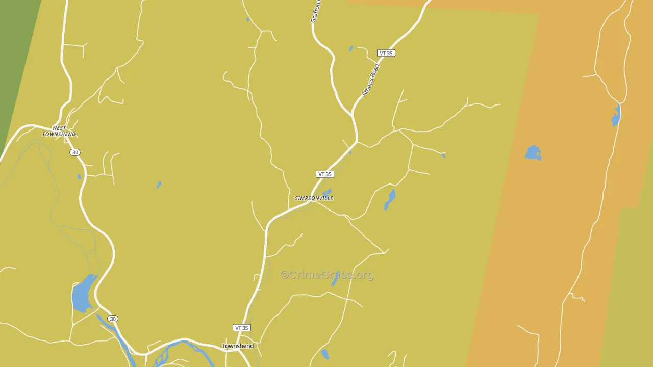 Simpsonville, VT Map of Robbery Rates