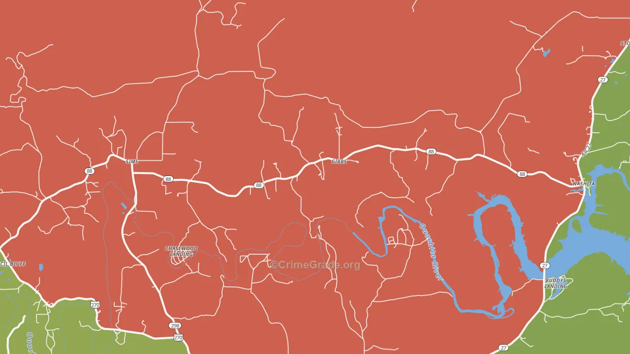 Sims, AR Map of Robbery Rates