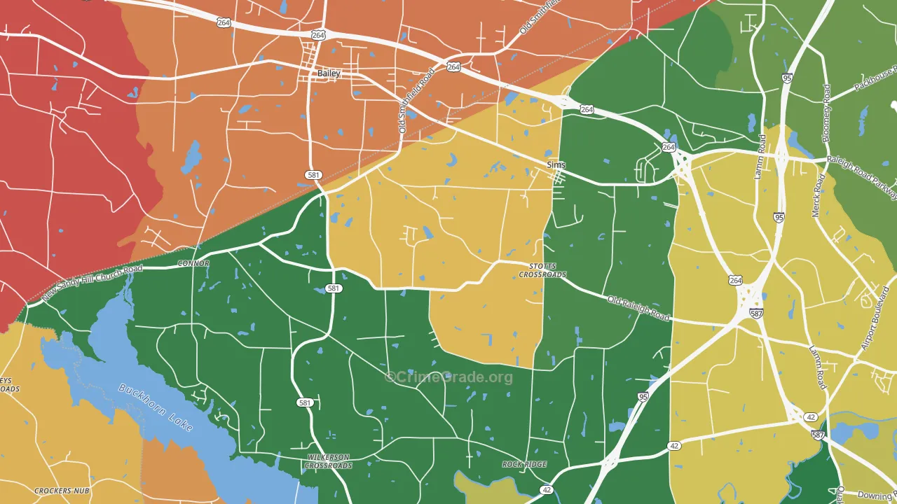 Sims, NC Map of Robbery Rates