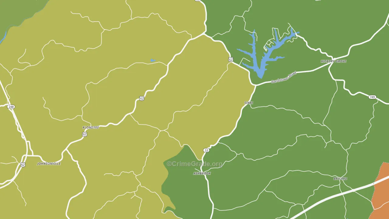 Sinai, KY Map of Robbery Rates