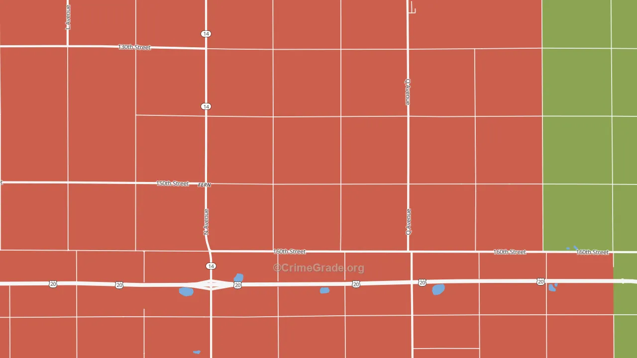 Sinclair, IA Map of Robbery Rates