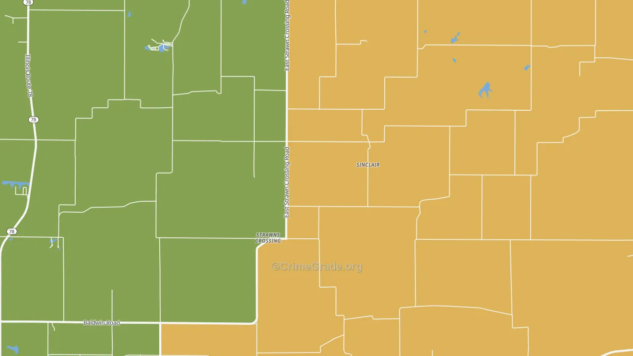Sinclair, IL Map of Robbery Rates