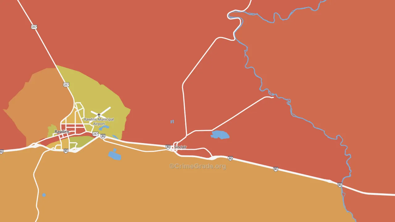 Sinclair, WY Map of Robbery Rates