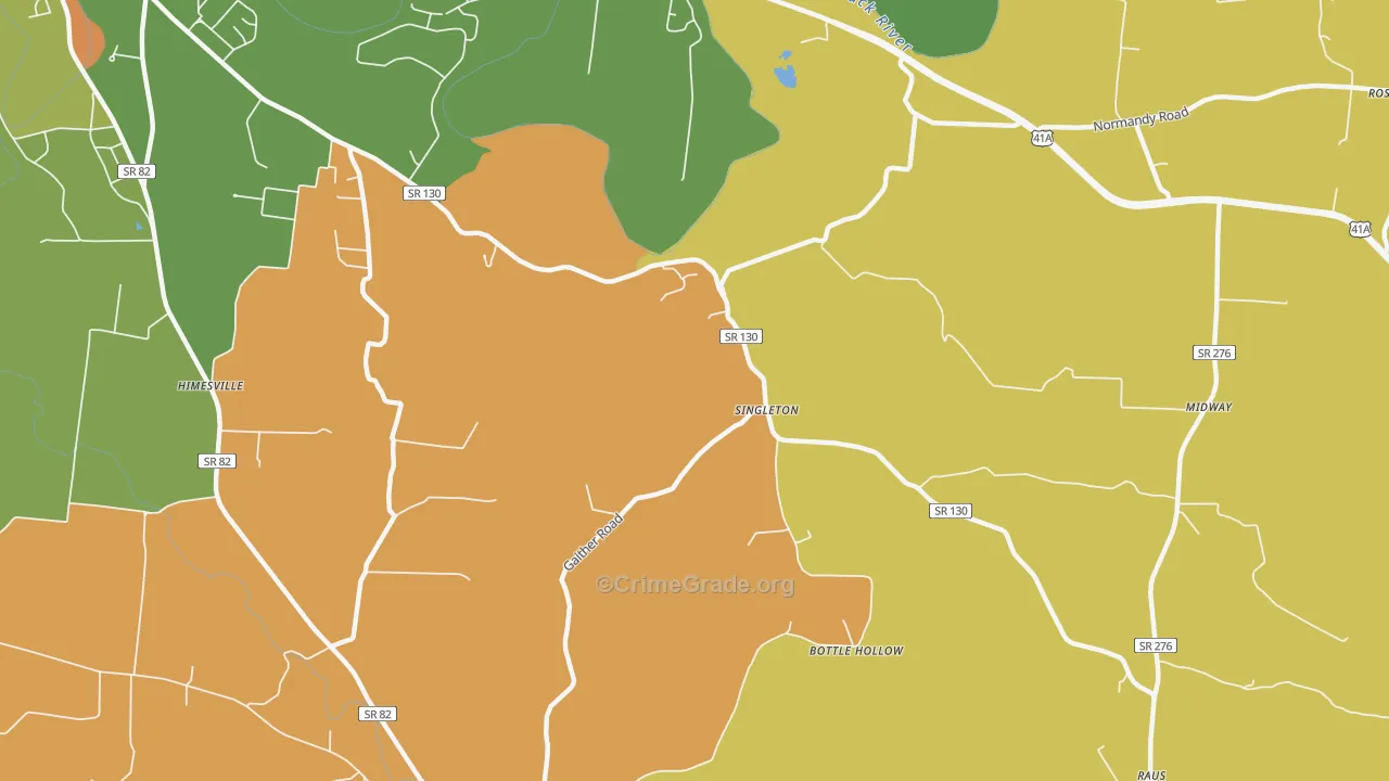 Singleton, TN Map of Robbery Rates