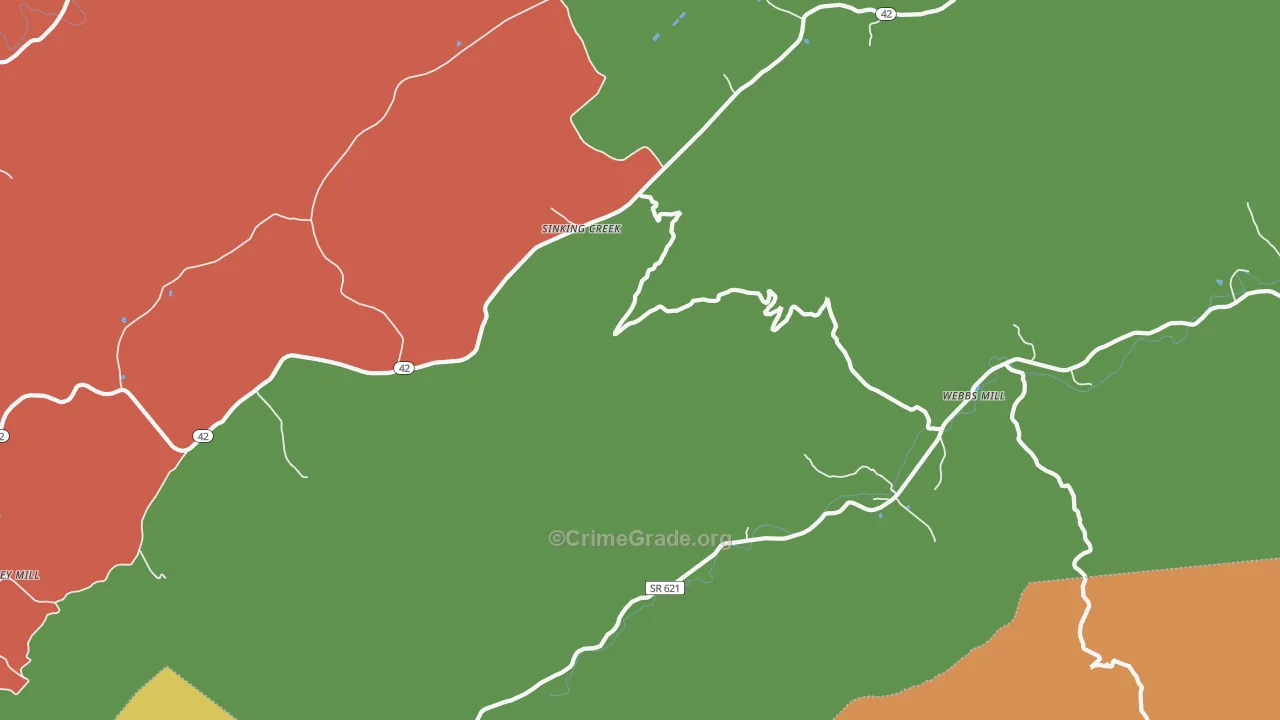 Sinking Creek, VA Map of Robbery Rates