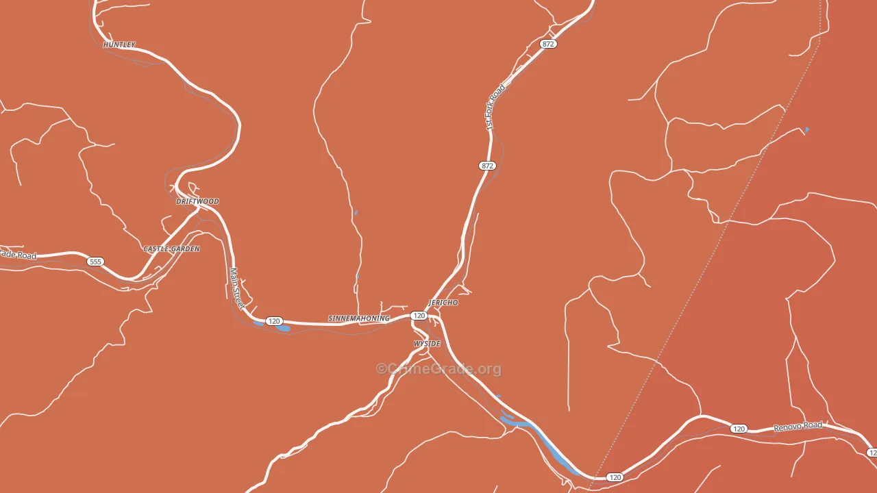 Sinnamahoning, PA Map of Robbery Rates